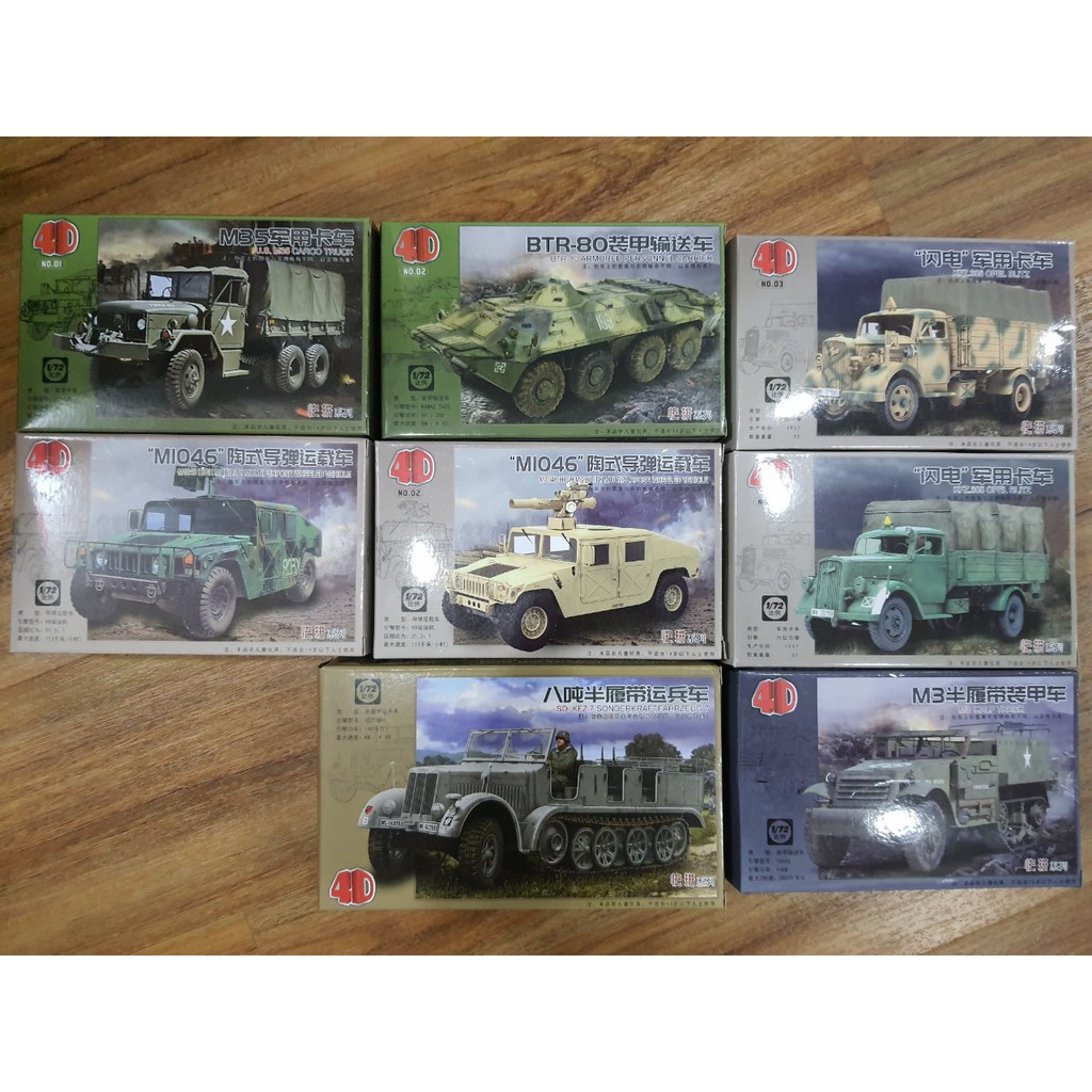 Mô hình quân sự tỷ lệ 1/72 4D Modern Tank Vehicle Hummer Humvee hợp với Diorama, Domain Base