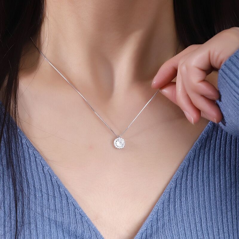 Vòng cổ hợp kim mặt vuông đính đá Zircon
