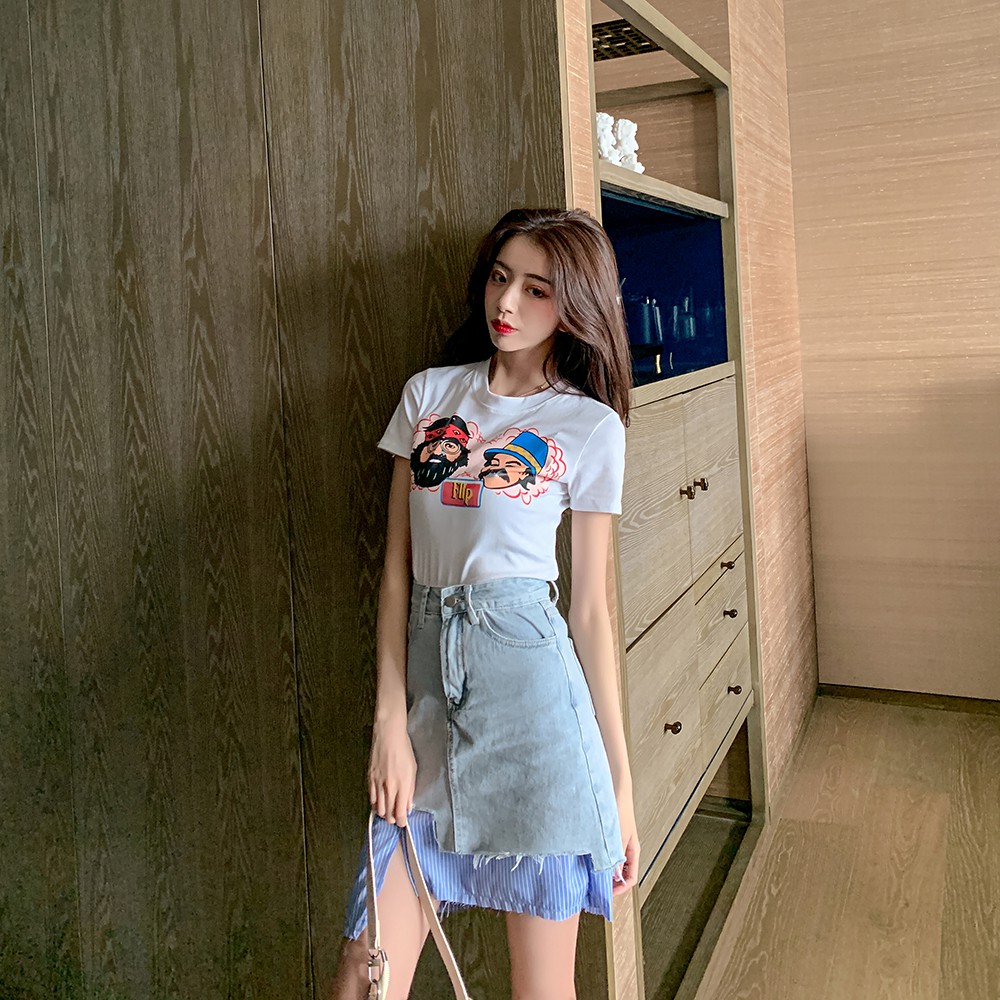 Chân Váy Denim Chữ A Lệch Tà Cá Tính Cho Nữ | BigBuy360 - bigbuy360.vn