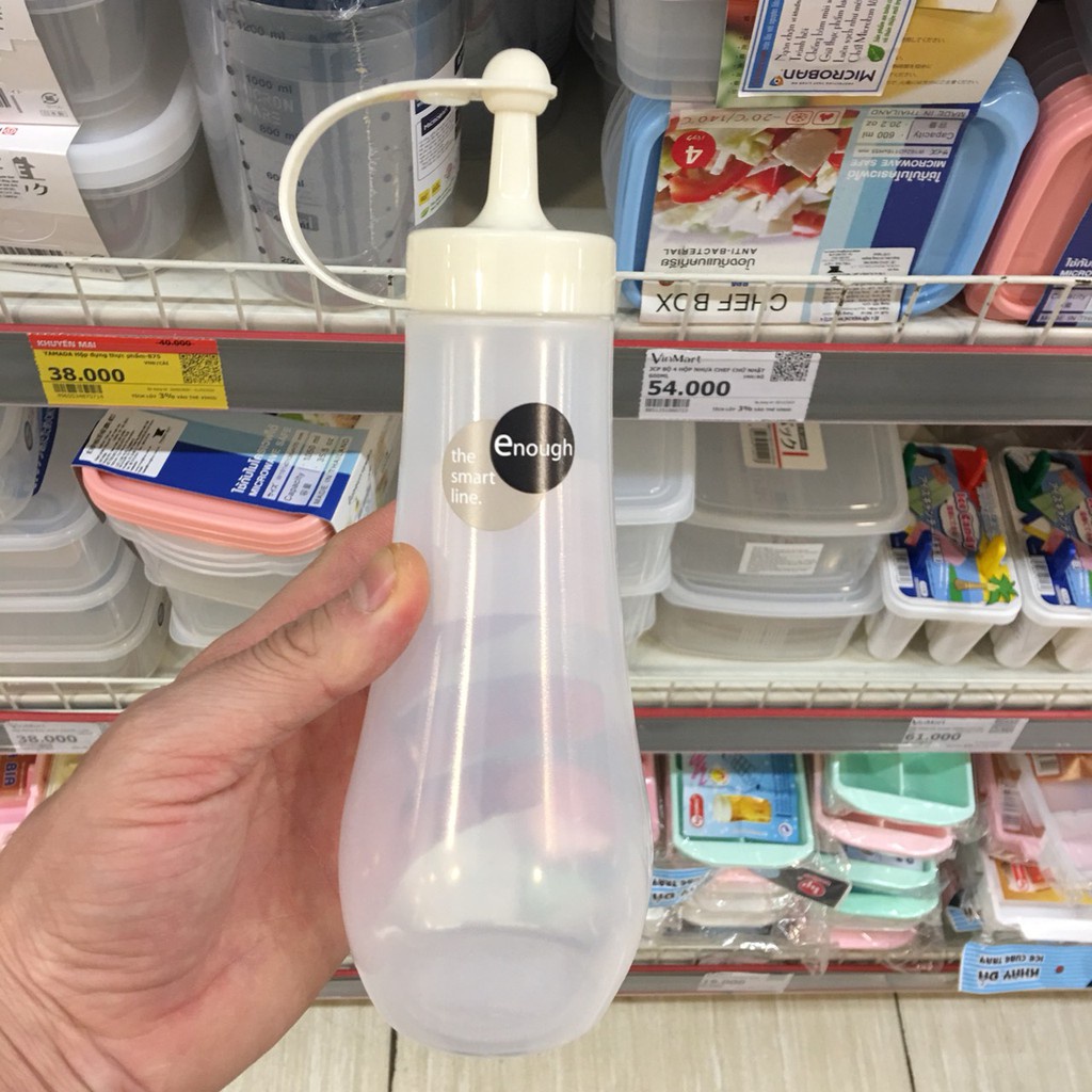 Bình đựng gia vị, nước sốt, nước tương trắng Inomata có vùi phun và nắp đậy vệ sinh 360ml   Nhật Bản - Tetuchan Store