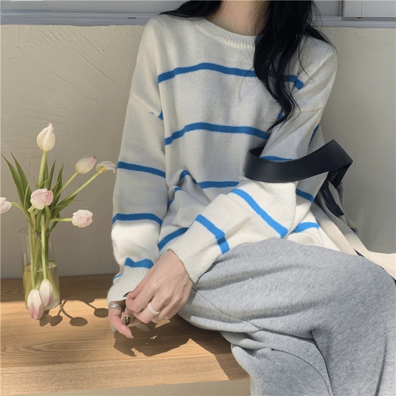 Áolen dài tay họa tiết sọc thời trang dành cho nữ