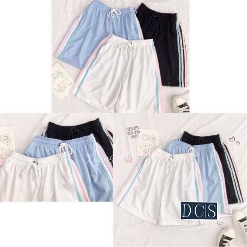 Quần SHORT Nam Nữ 3 Sọc Quần Đùi Thể Thao Unisex Chất Su Mịn Mặc Hè Thoáng Mát Xưởng May DCS