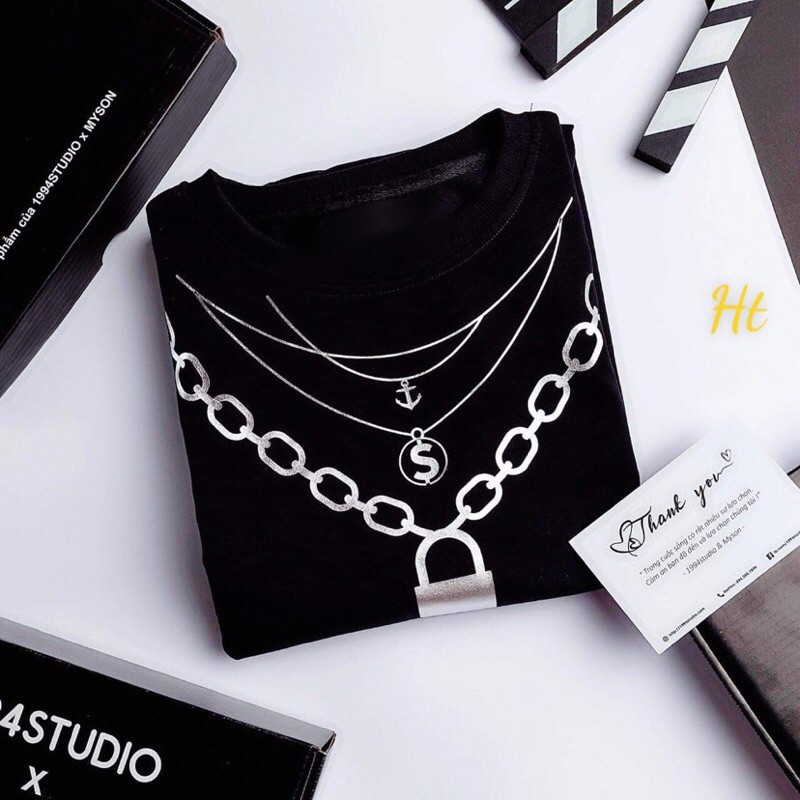 Áo phông gương trắng khoá ba tầng HT12