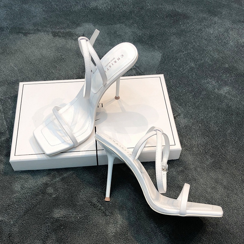 Giày Sandal Cao Gót 9cm Hở Ngón Phối Khóa Cài Phong Cách Âu Mỹ Thời Trang Mùa Hè Cho Nữ