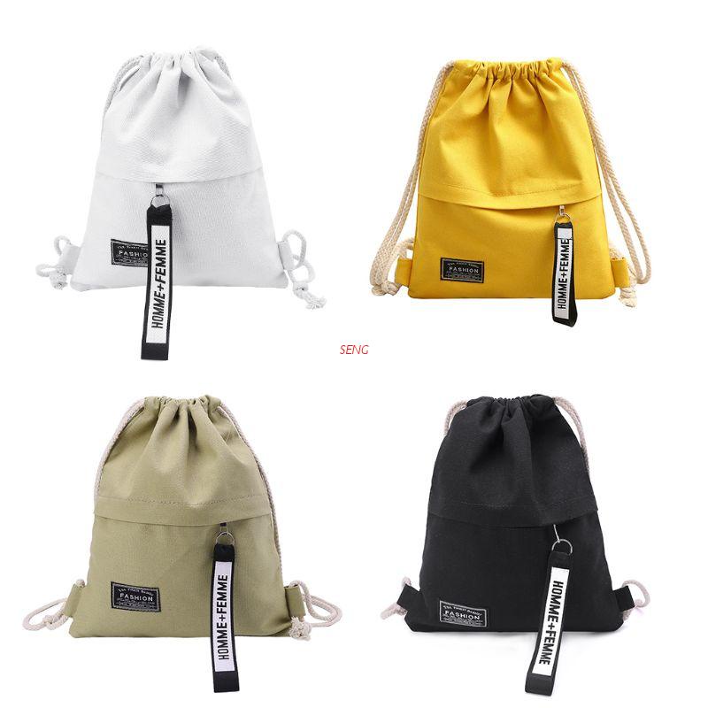 Ba Lô Rút Dây Bằng Vải Canvas Dùng Đựng Đồ Tập Gym/Đi Học