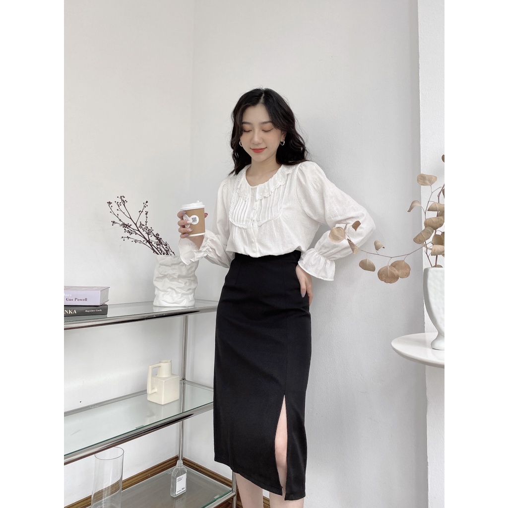 ÁO ĐIỆU CỔ KẾT CHÙM KHUY BỌC 839