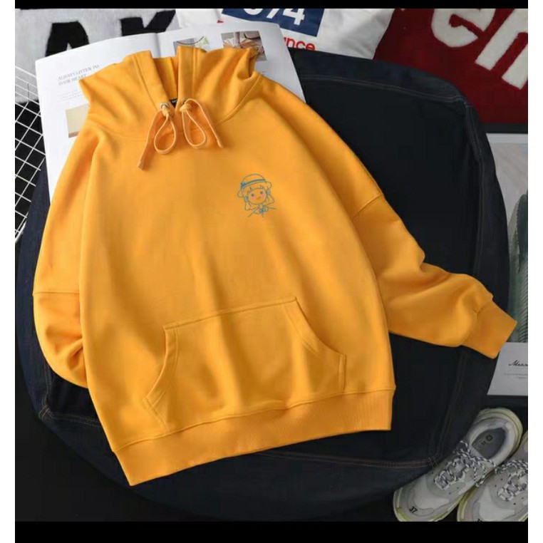 Áo hoodie cô bé xanh chất nỉ bông dày ấm áp, cho các bạn đi dạo phố, hẹn hò, đi du lịch.