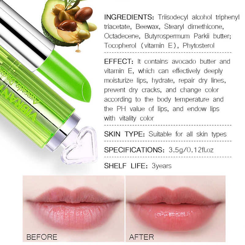 VIBRANT GLAMOUR Son Dưỡng Môi [FREESHIP] Avocado Lipsick Chiết Xuất Trái Bơ Giúp Dưỡng Ẩm Và Chống Lão Hóa Cho Môi