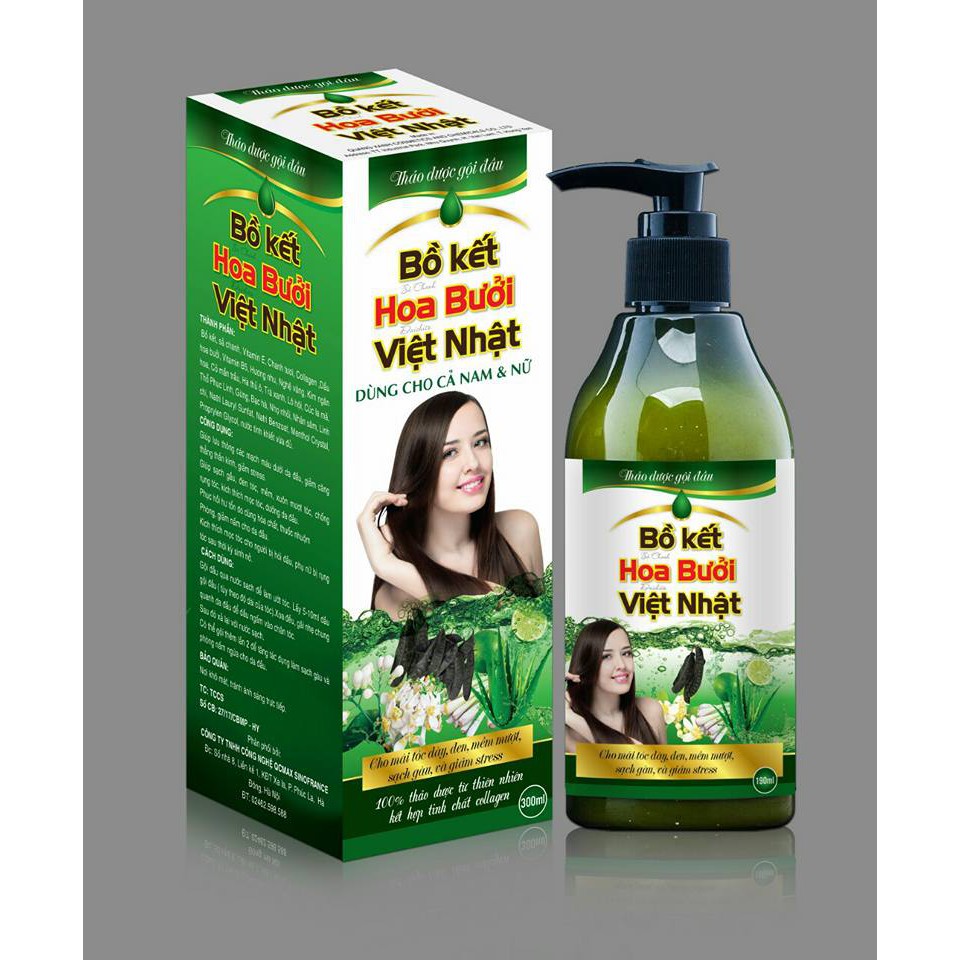 Dầu gội thảo dược bồ kết hoa bưởi Việt Nhật 300ml