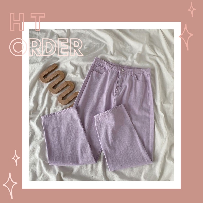 ORDER_ Quần Jeans Trơn Tím Mộng Nơ Q24