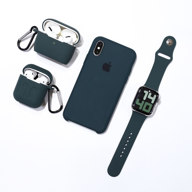 Dây cao su Apple Watch Silicon Midnight Green