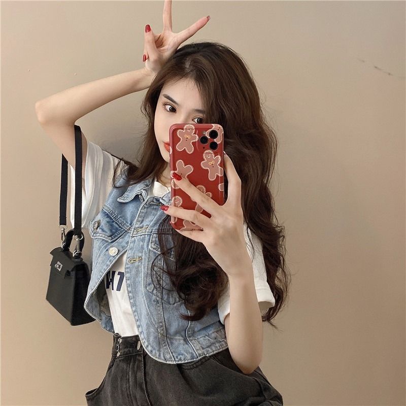 Áo Khoác Denim Không Tay Thiết Kế Mới Thời Trang Mùa Xuân Hè Theo Phong Cách Hàn Quốc Cho Nữ