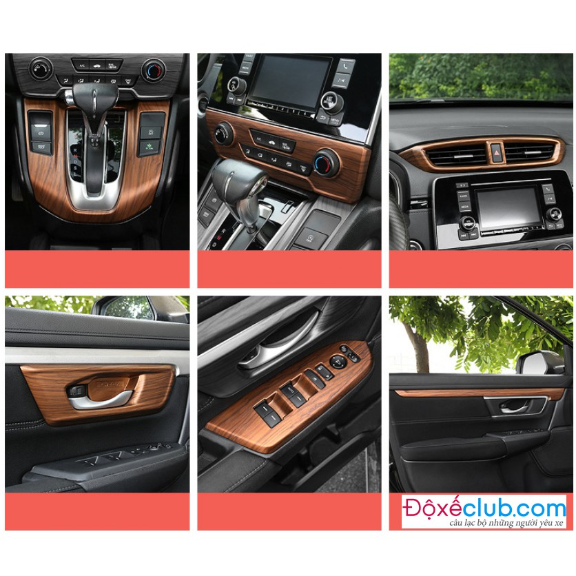 Bộ ốp nội thất màu gỗ Honda CR-V 2018-2021 giống vân gỗ zin trên xe nhất