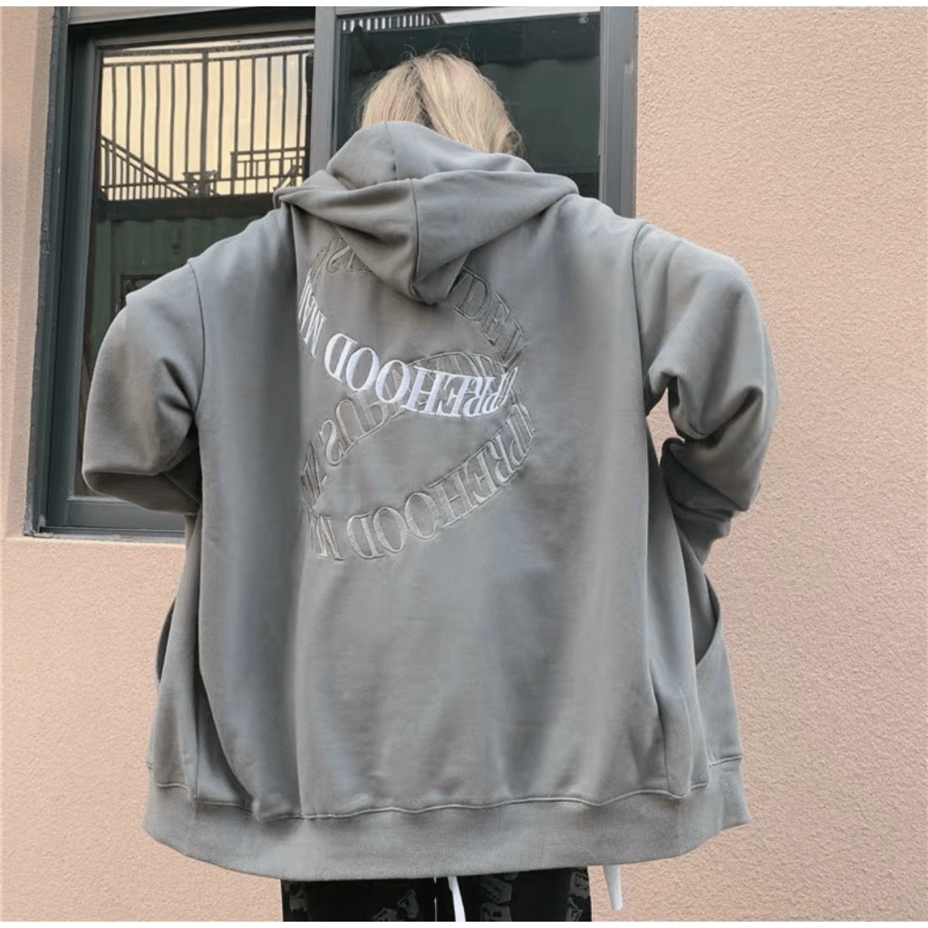 ÁO KHOÁC HOODIE DÂY KÉO CÓ NÓN TRÙM ĐẦU FORM RỘNG BẢN IN CHỮ SIÊU NGẦU CHỐNG NẮNG CỰC TỐT