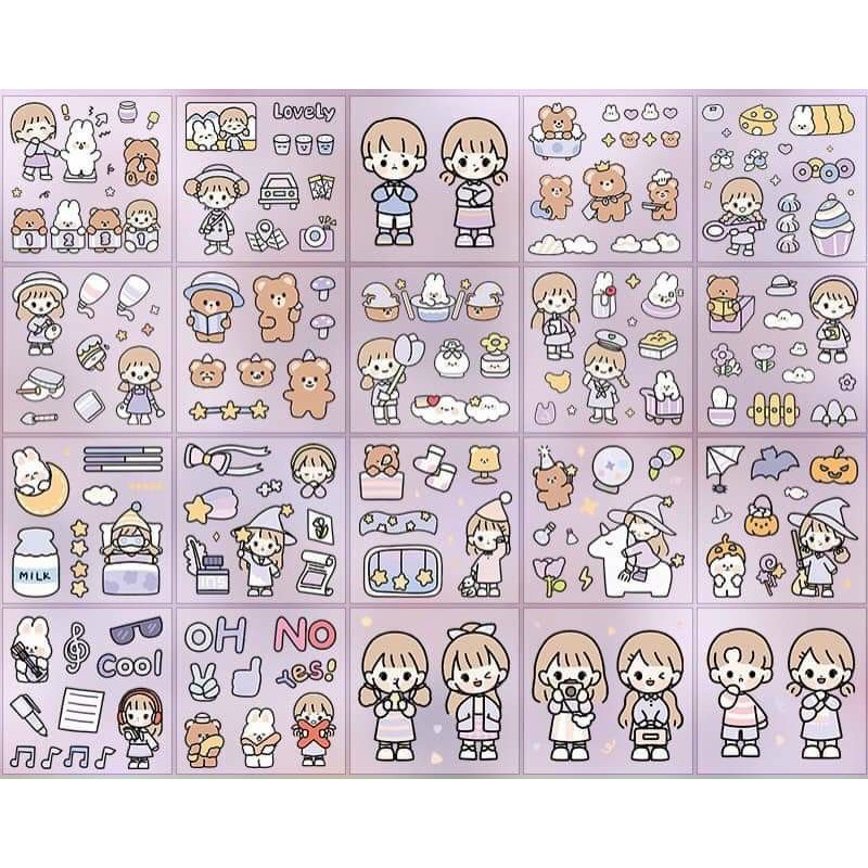 Hộp 1000 Sticker Dán Trang Trí CUTE ( CÓ NOWSHIP )