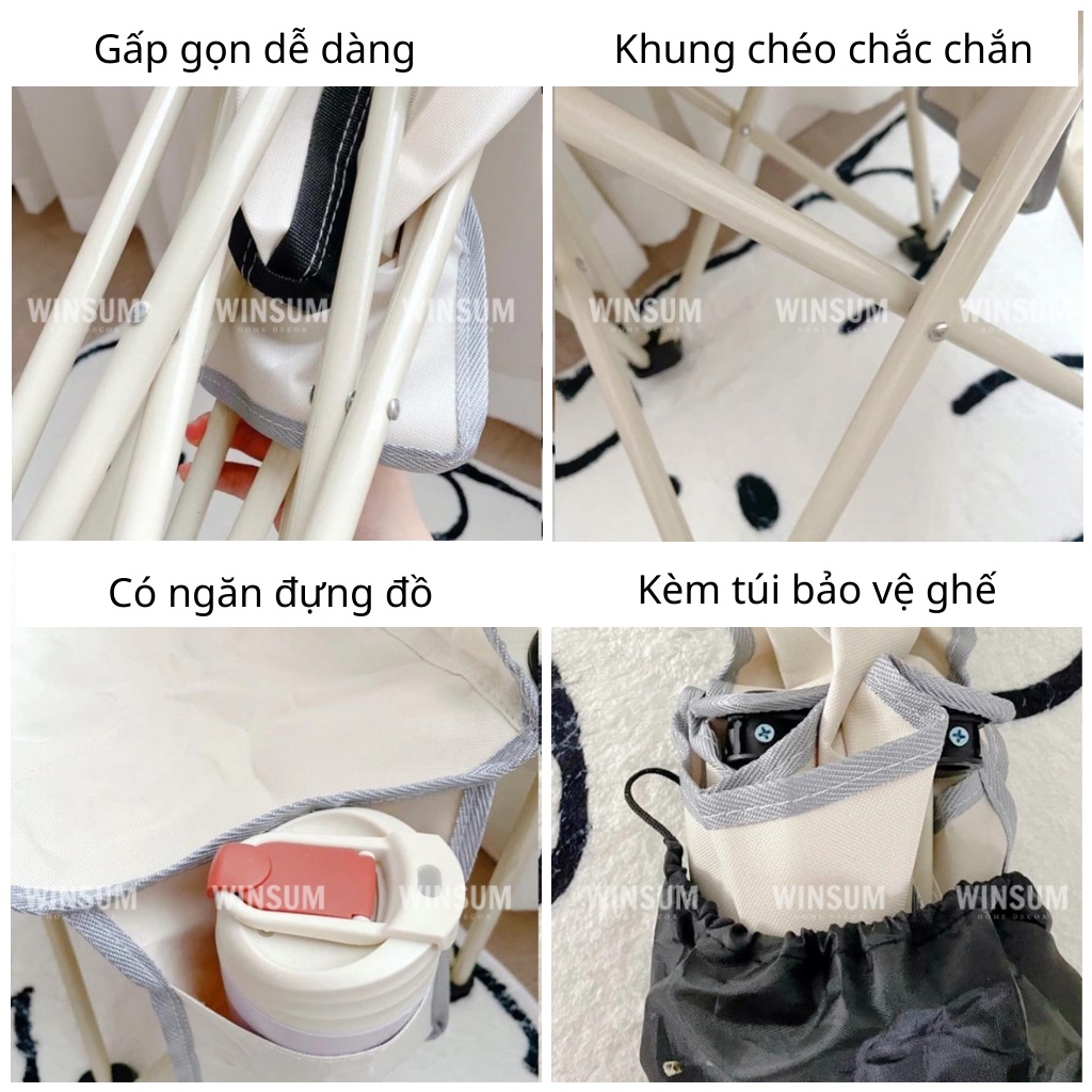 Ghế xếp đi picnic khung thép siêu bền gấp gọn tiện lợi, kèm túi đựng - winsum | BigBuy360 - bigbuy360.vn
