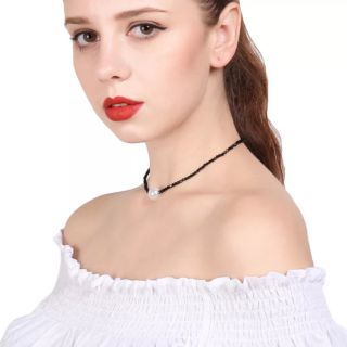 Vòng Cổ Choker Pha Lê Áo Đính Nt Thật 8 ly