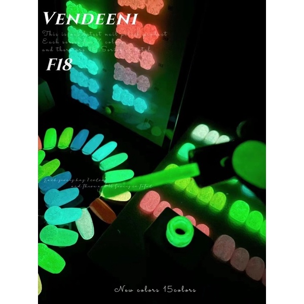 sơn gel vendeeni dạ quang phát sáng 15 màu kèm bảng màu mã F18