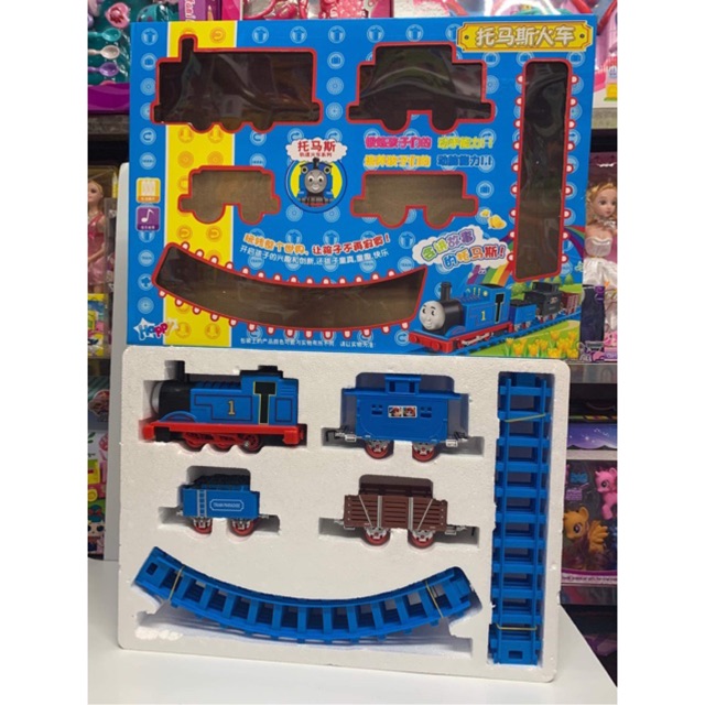 🚂  989-38 Đồ Chơi Tàu Hoả Thomas 4 Toa Chạy Trên Đường Ray Có Đèn Và Nhạc Tặng Pin