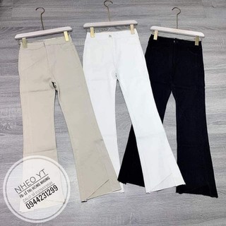 Quần Jeans Ống Loe Xẻ Gấu Cạp Khóa