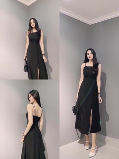 Đầm maxi hai dây xẻ đùi