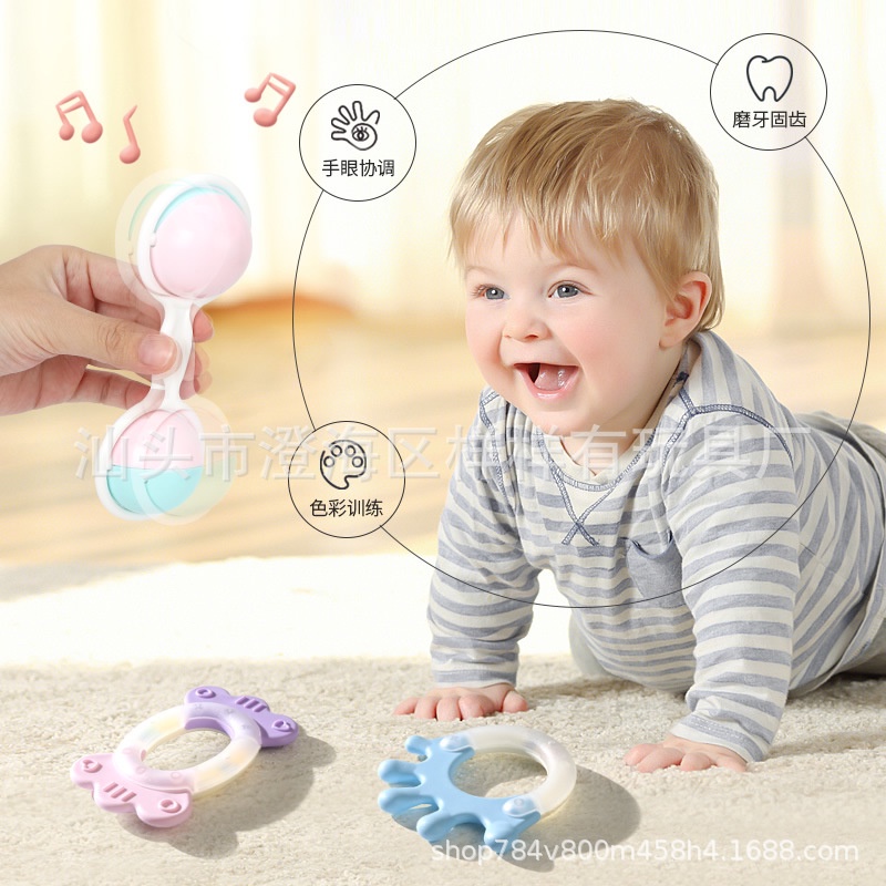 Bộ đồ chơi BABY RATTLE 10 món xúc xắc lục lạc gặm nướu an toàn kích thích giác quan cho bé - LARVA KID