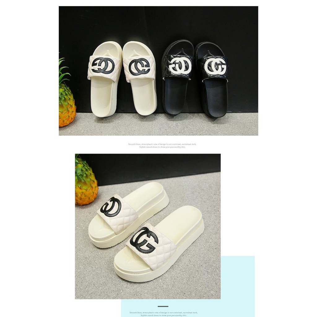 Dép quai ngang đế dày 1.97 inch size 35-40 thiết kế đơn giản cho nữ