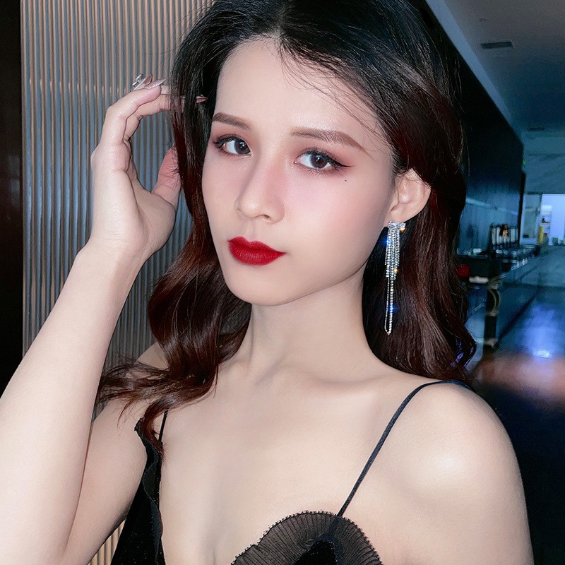 Bông tai nữ khuyên dài xinh xắn, bạc S925 - HT296