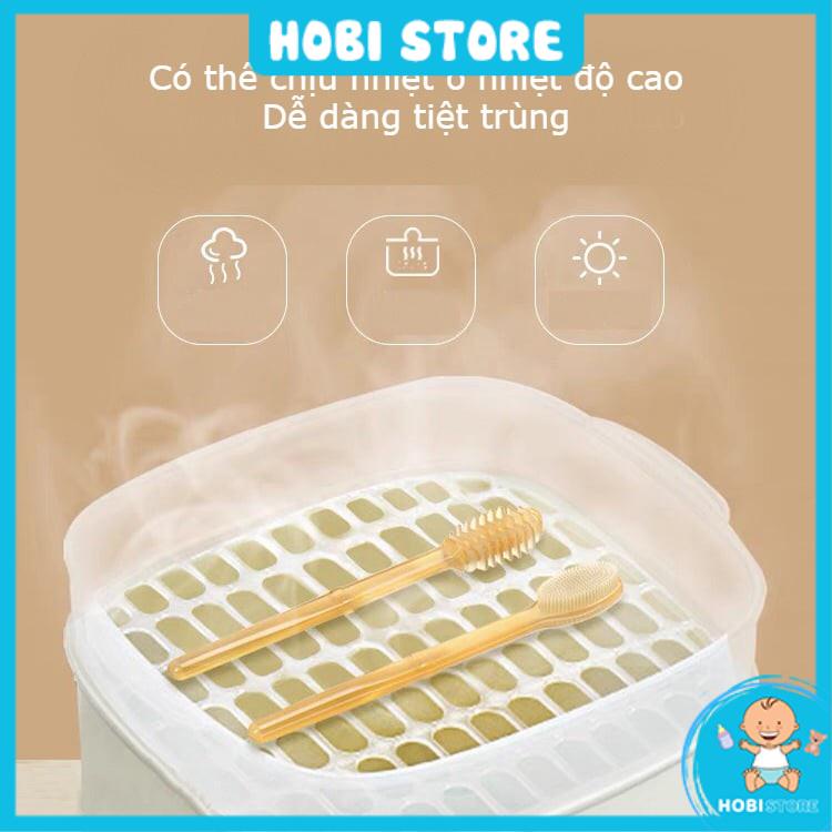 Set rơ lưỡi và bàn chải đánh răng silicon cho bé từ 0 - 18 tháng - Hobi Store