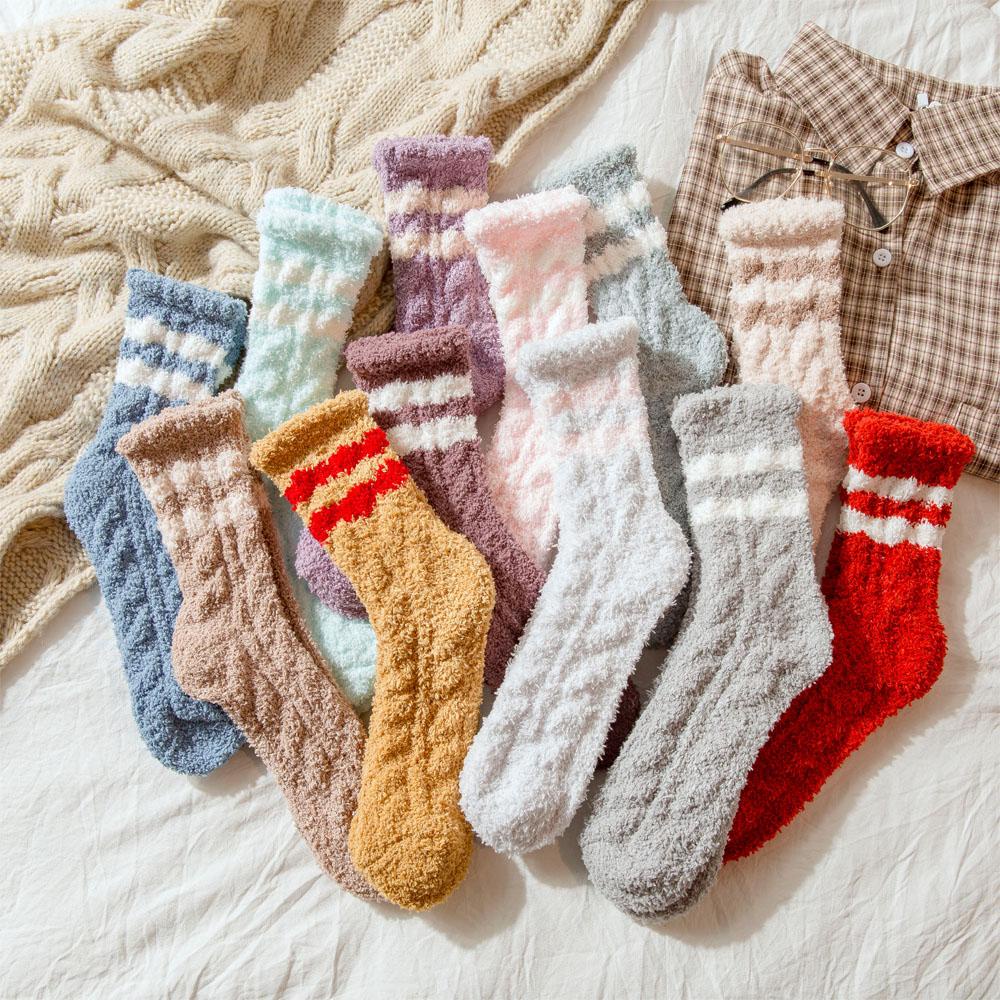 AROMA Vớ Lông Cừu San Hô Dày Dặn Ấm Áp Dễ Thương Thời Trang Thu Đông