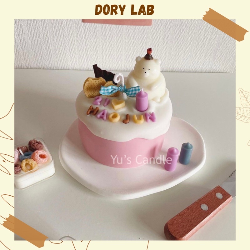 Nến Thơm Handmade Bánh Sinh Nhật Gấu Béo Ú Cute - Dory Lab