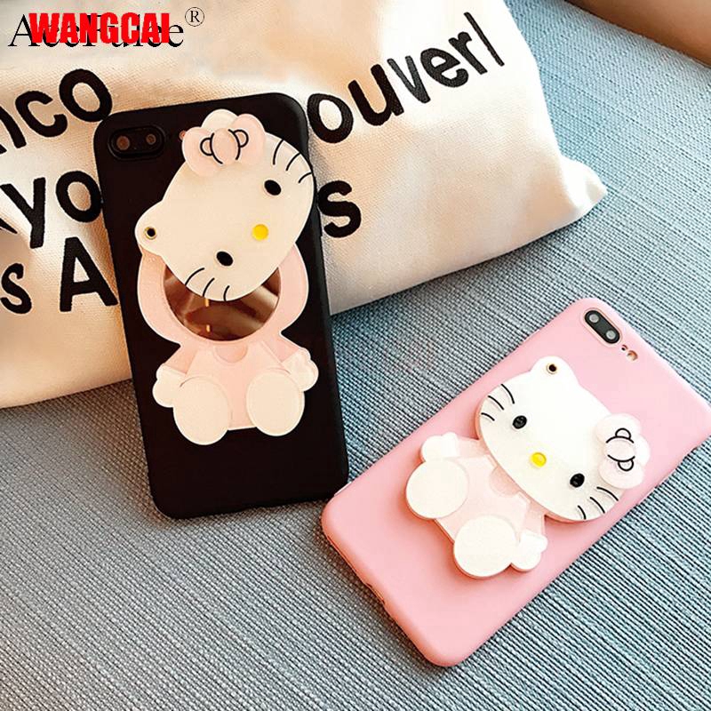 Samsung Galaxy A20E A10E A2 Core S10 5G A8S A7 A9 A6+ Plus J8 A6 A8 2018 Case Hello Kitty Cute Cartoon  Mirror Cover