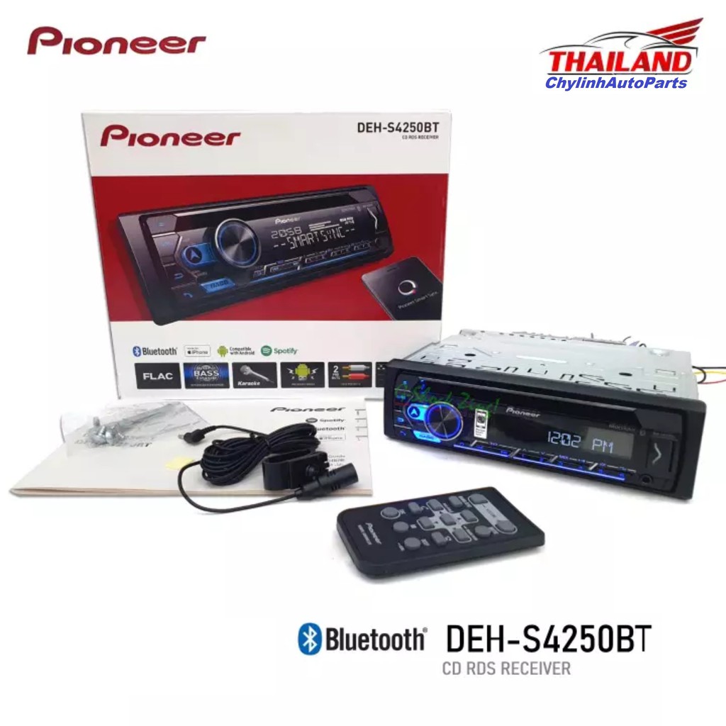 (Miễn phí lắp đặt tại Hà Nội và TP HCM) Pioneer DEH-S4250BT Bộ thu Radio/CD/AUX/Bluetooth khiển trực tiếp trên smatphone