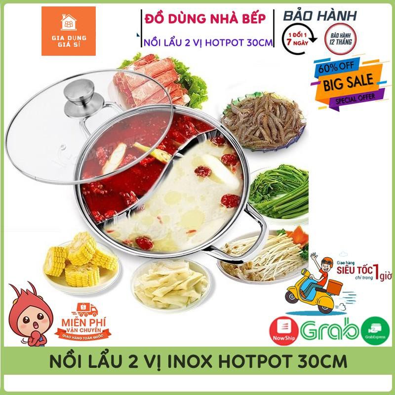 Nồi Lẩu 2 Ngăn Inox 30Cm Siêu Tiện Dụng, Dùng Được Cho Tất Cả Các Loại Bếp, Bảo Hành 12 Tháng