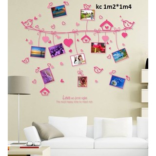 decal dán tường khung ảnh trái tím