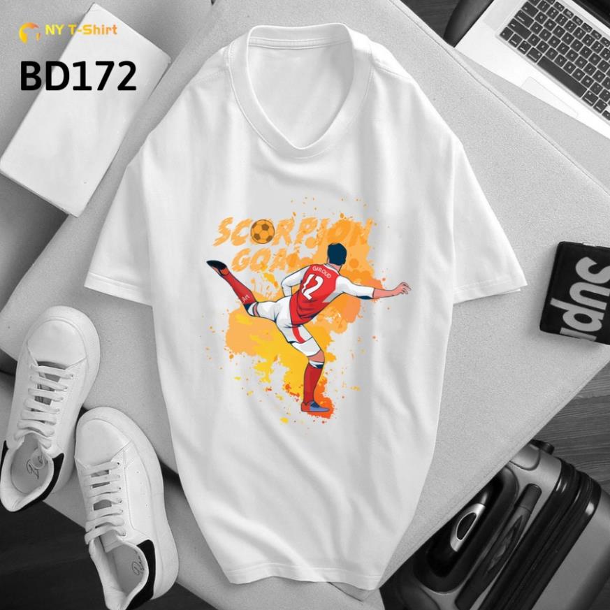 [Freeship] Áo Thun Hình Olivier Giroud Mã BD169 - 173 - Áo Trắng Tay Ngắn,Unisex In Hình Cầu Thủ Bón