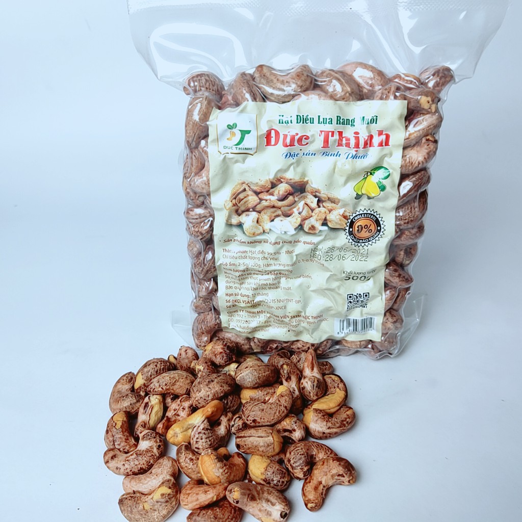 500Gr Hạt Điều Rang Muối Bình Phước Còn Lụa (Size 600-650 Hạt/ 1Kg) Túi Zip Hút Chân Không S'Tiêng