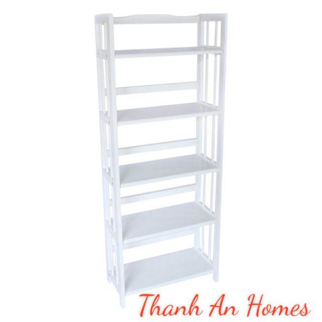 Kệ sách gỗ 60cm - 5 tầng trắng sữa Thanh An Homes