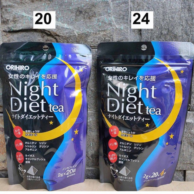 Trà đêm Orihiro Nhật Night Diet dạng túi lọc 24 và 20 gói