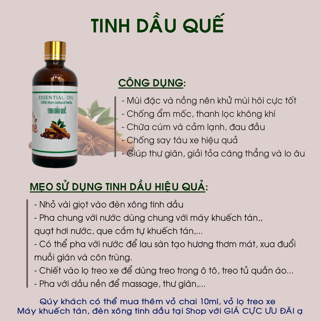 Tinh Dầu Quế Thiên Nhiên Nguyên Chất