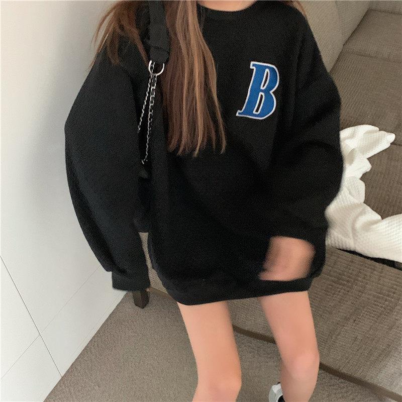 COZOK Áo sweater Tay Dài Dáng Rộng Phong Cách Thời Trang Hàn Quốc