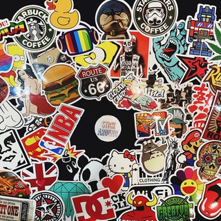 100 STICKER decal dán nón từ stickaroundvn (pvc trơn)