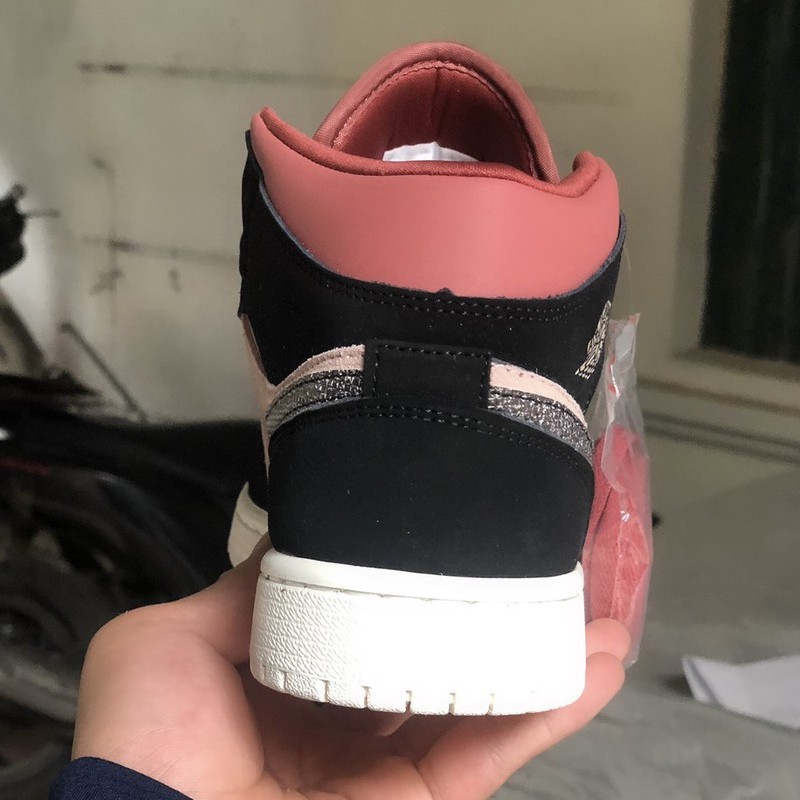 ✔️Giày Jordan 1 Mid Dusty Pink Đen Hồng Fullbox Tặng Dây✔️
