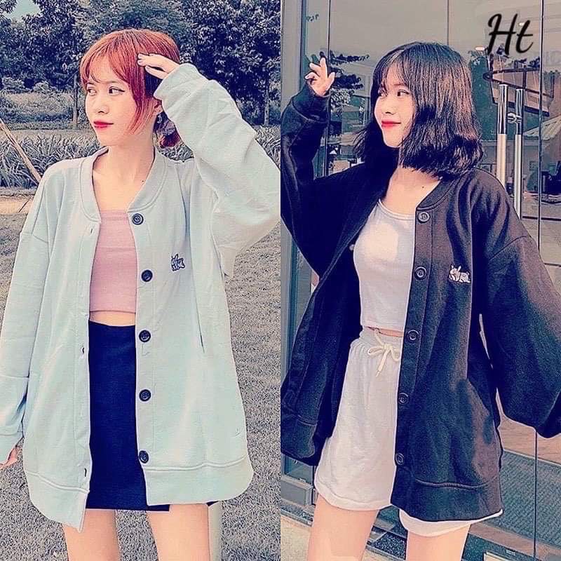 [RẺ VÔ ĐỊCH] Áo khoác bomber cadigan cún nằm logo ngực