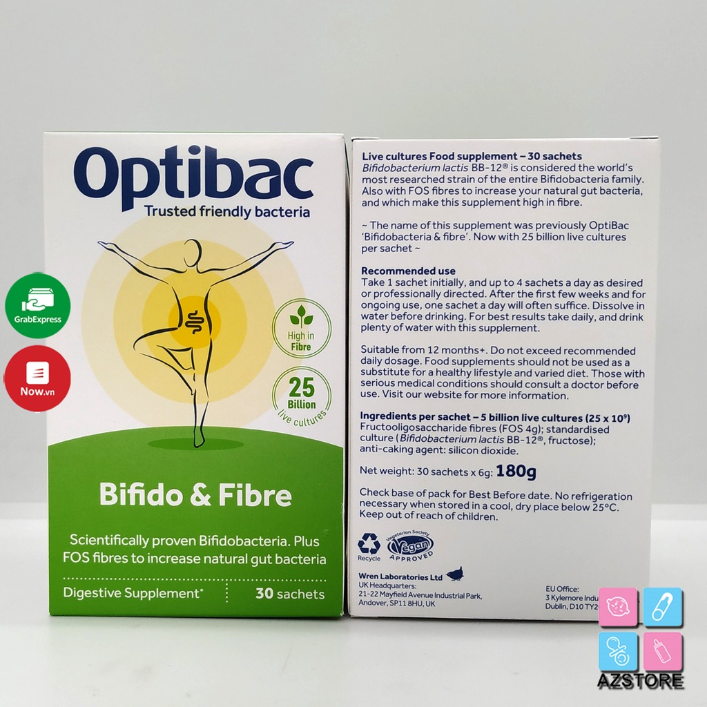 Men Optibac xanh táo bón - Men vi sinh Optibac Probiotics 30 gói