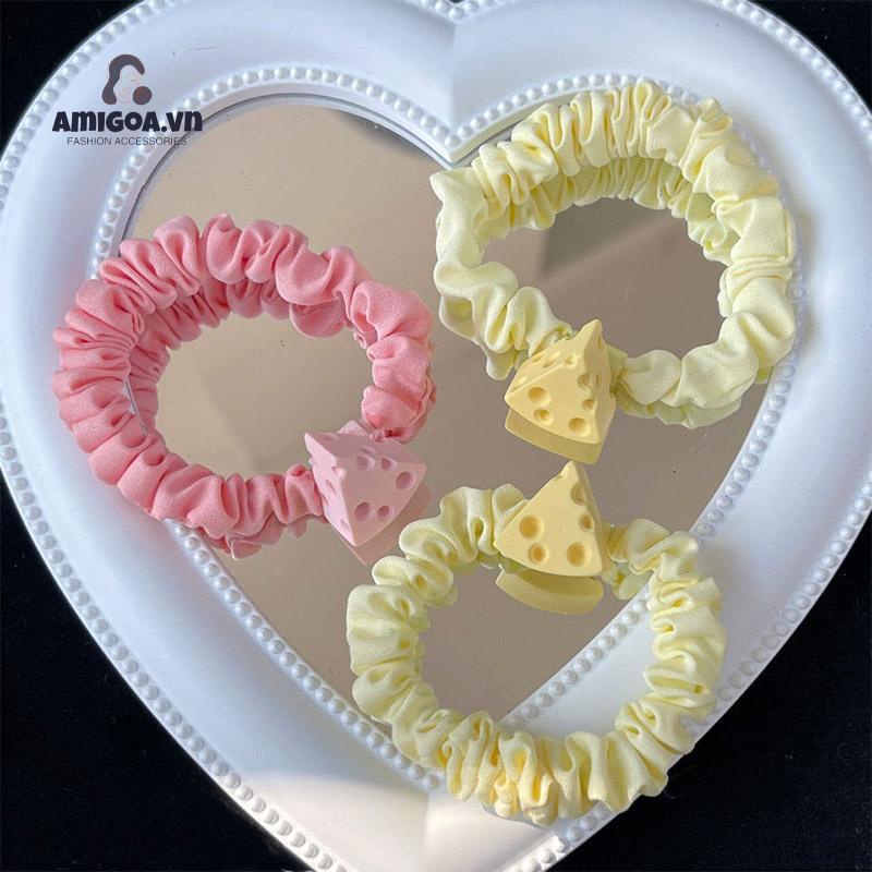 ✨✨Dây Cột Tóc Cỡ Lớn Họa Tiết Hoạt Hình Phô Mai Dễ Thương 2022 Cho Nữ