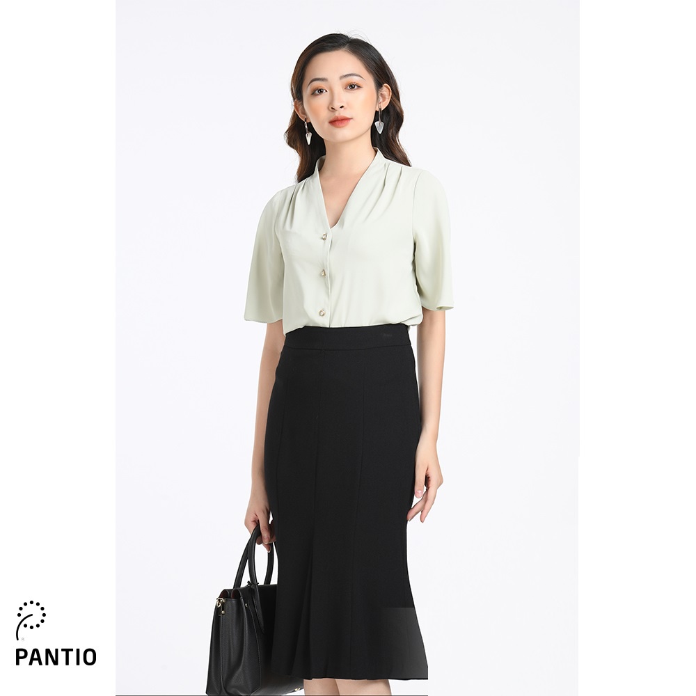 Áo sơ mi nữ chất liệu thô, dáng suông tay lỡ bồng xòe FAS52391 - PANTIO