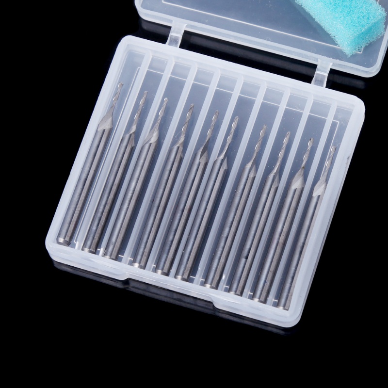 Bộ 10 Mũi Phay Xoắn Ốc 1 / 8 &quot;1mm Bằng Cacbua 5mm CEL Chuyên Dụng Cho Máy Tiện CNC