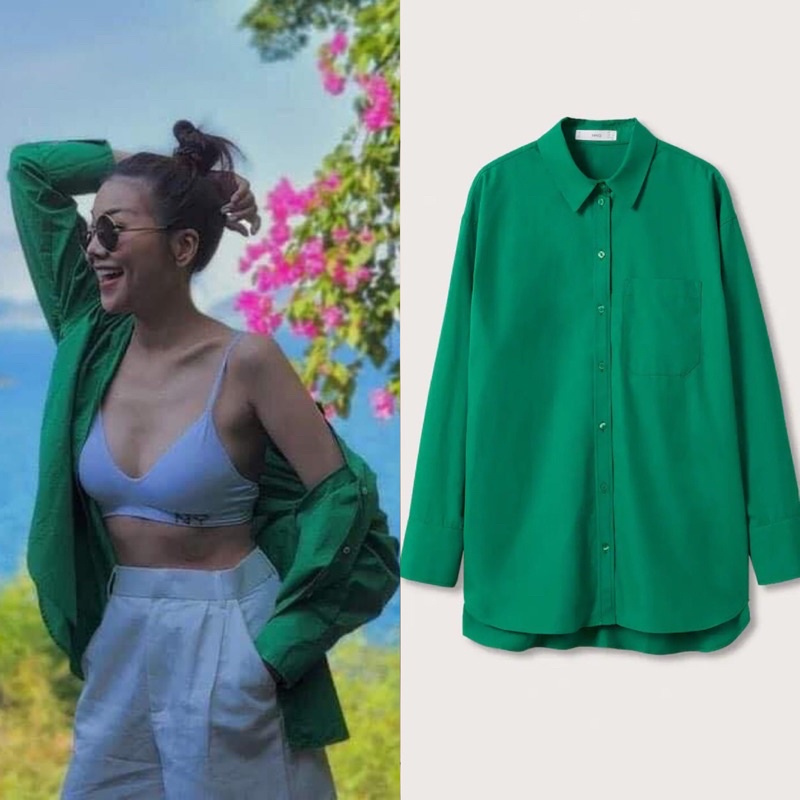 (AUTH SALE) Áo sơmi xanh lá MANGO AUTH new tag XS
