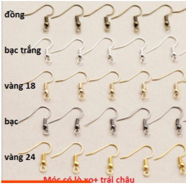 20-100 Móc Bông tai, khuyên tai lò xo ,trái châu